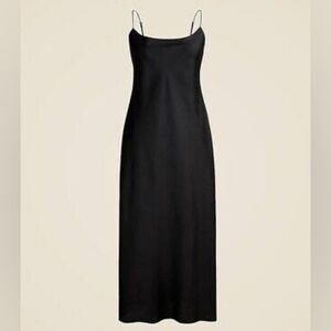 EUC J. Crew Black Gwenyth Slip Midi Dress with Thin Straps, Size 2
